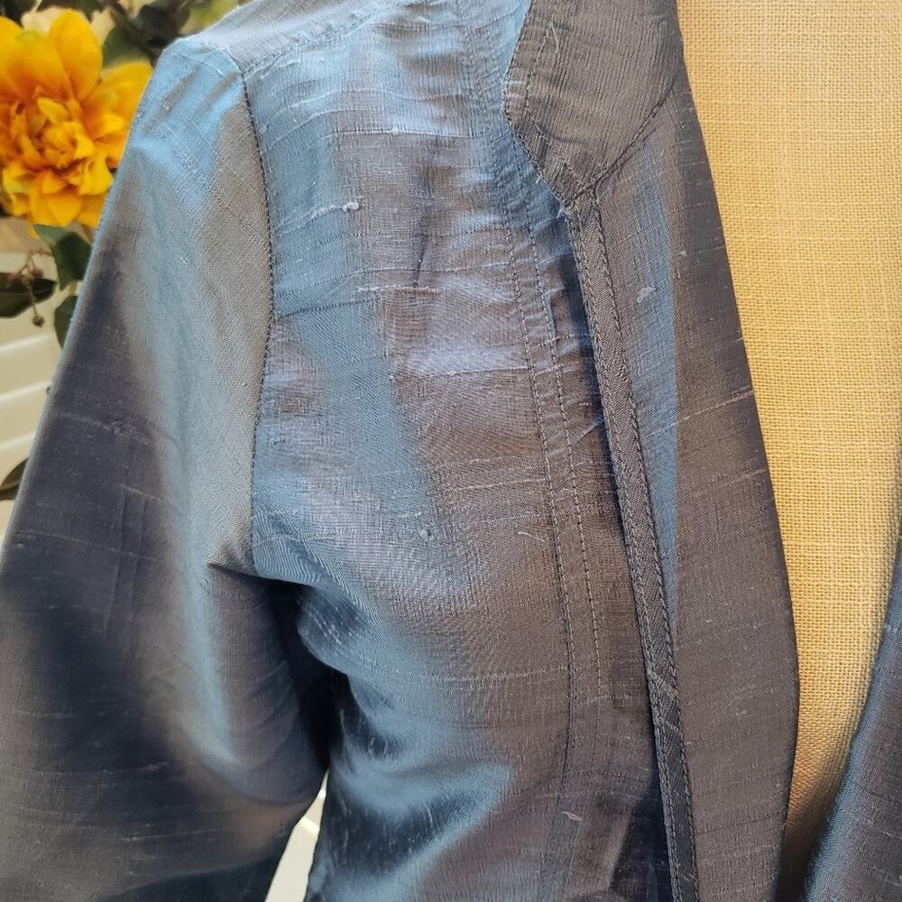 CHICOS SKY BLUE SILK JACKET W POCKETS SIZE 2(LG) - Picture 4 of 8